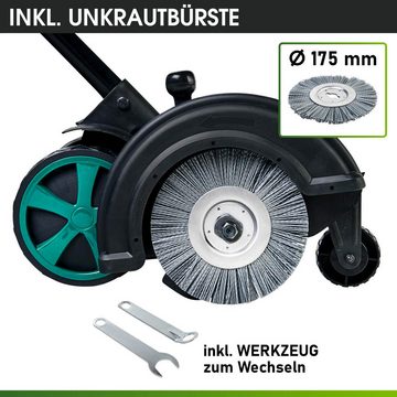 BRAST Elektro-Rasentrimmer Rasenkantenschneider, 1400Watt, doppelseitiges Flügelmesser, einstellbare Führungsschiene als Kantenschutz, Nylon-Unkrautbürste