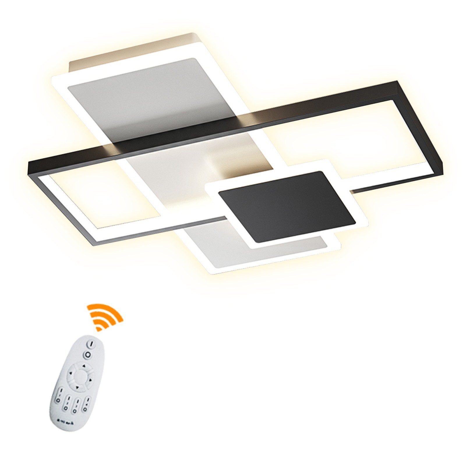 LED LED fest Deckenleuchte, Daskoo Fernbedienung Dimmen mit Warmweiß/NeutralweißWarmweiß/Neutralweiß/Kaltweiß/Kaltweiß, Stufenloses Deckenleuchten Rahmen Wohnzimmer, 40W integriert, Deckenlampe Dimmbar LED
