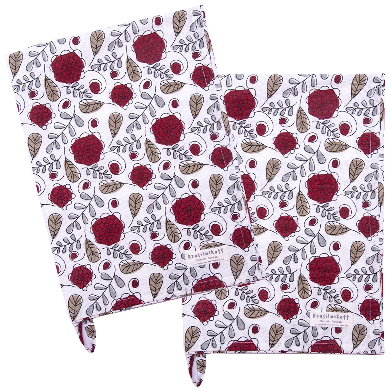 Krasilnikoff Geschirrtuch Playful Flowers, (2-tlg., 2-teilig), Geschirrtücher ca.50x70cm Baumwolle