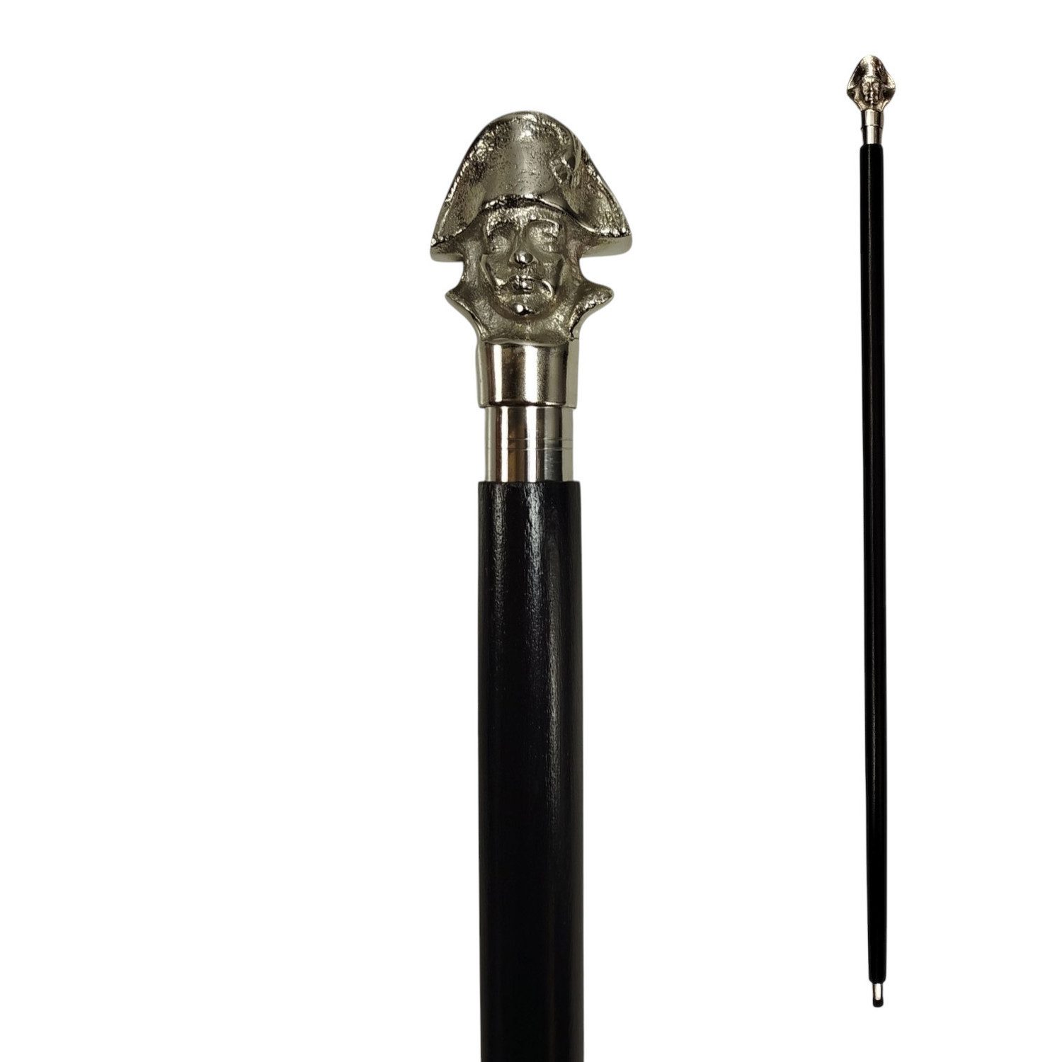 FTWdesign Frackstock Napoleon Bonaparte Spazierstock aus Holz mit silbernem Griff Metall