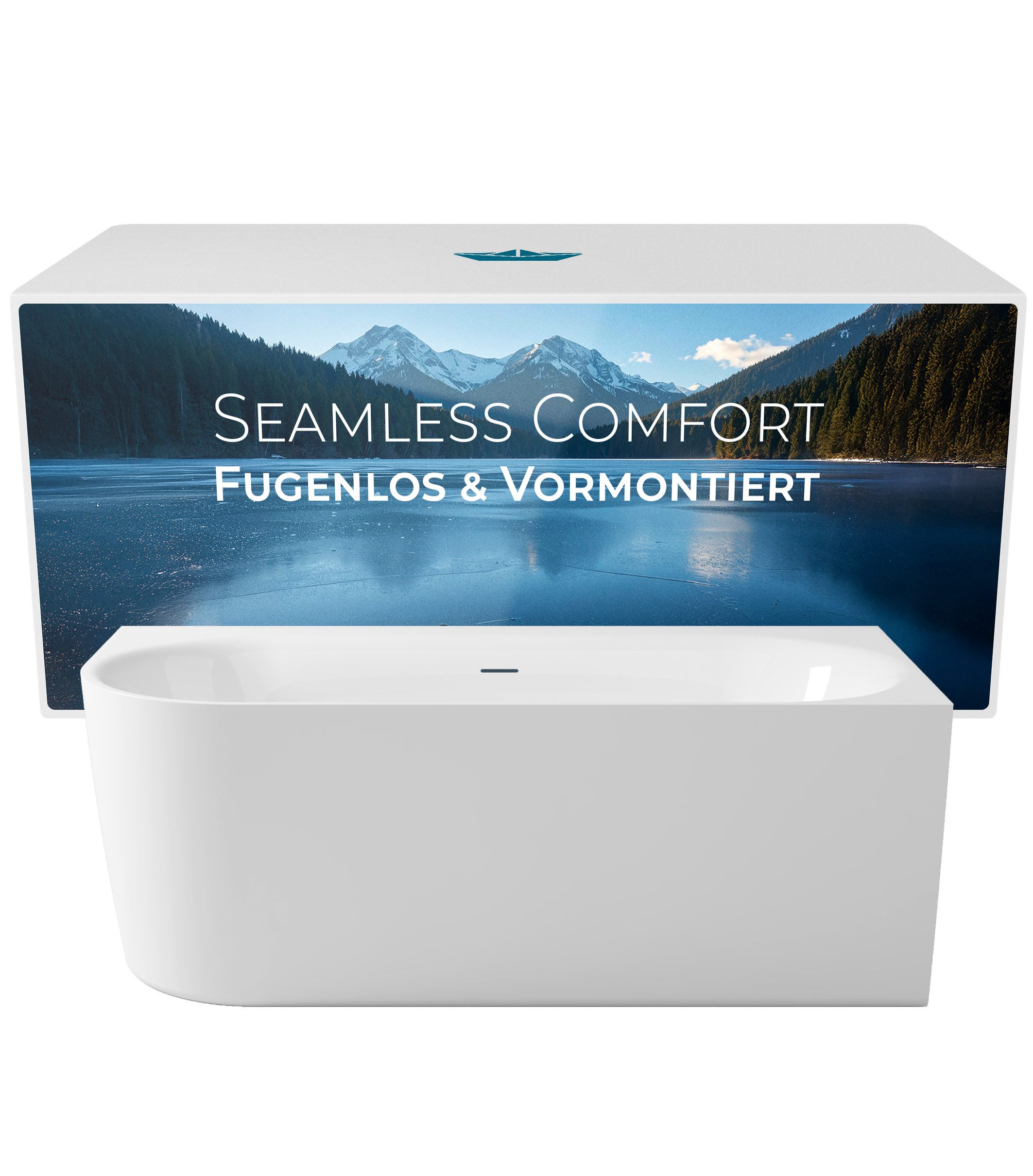 Calmwaters Badewanne Seamless Comfort, (Vorwand-Badewanne, 5-tlg), 160 x 75 cm, Fugenloses Komplettset, vormontiertes Zubehör, 02SL6225