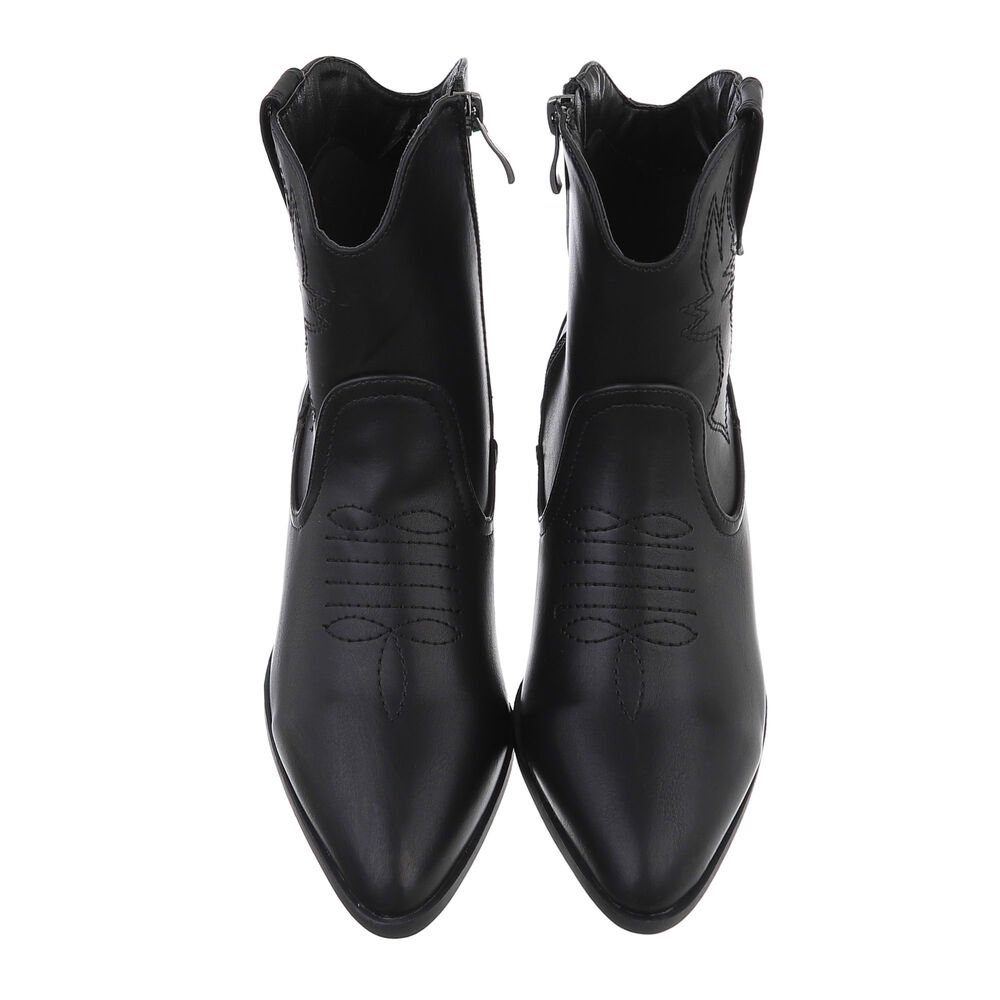 Ital-Design Damen Cowboyboots Western Westernstiefelette (85136164) Blockabsatz Western- & Bikerboots in Schwarz – Bild 4 von 4