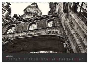 CALVENDO Wandkalender Dresden Schwarz Weiss 2023 (Premium, hochwertiger DIN A2 Wandkalender 2023, Kunstdruck in Hochglanz)