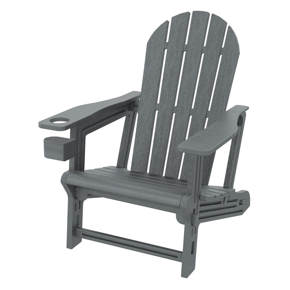 ML-DESIGN Gartenstuhl Adirondack Stuhl Kunststoff-Holzoptik Loungestuhl mit Getränkehalter, Gartensessel bis 180kg wetterfest Loungesessel für Garten & Terrasse
