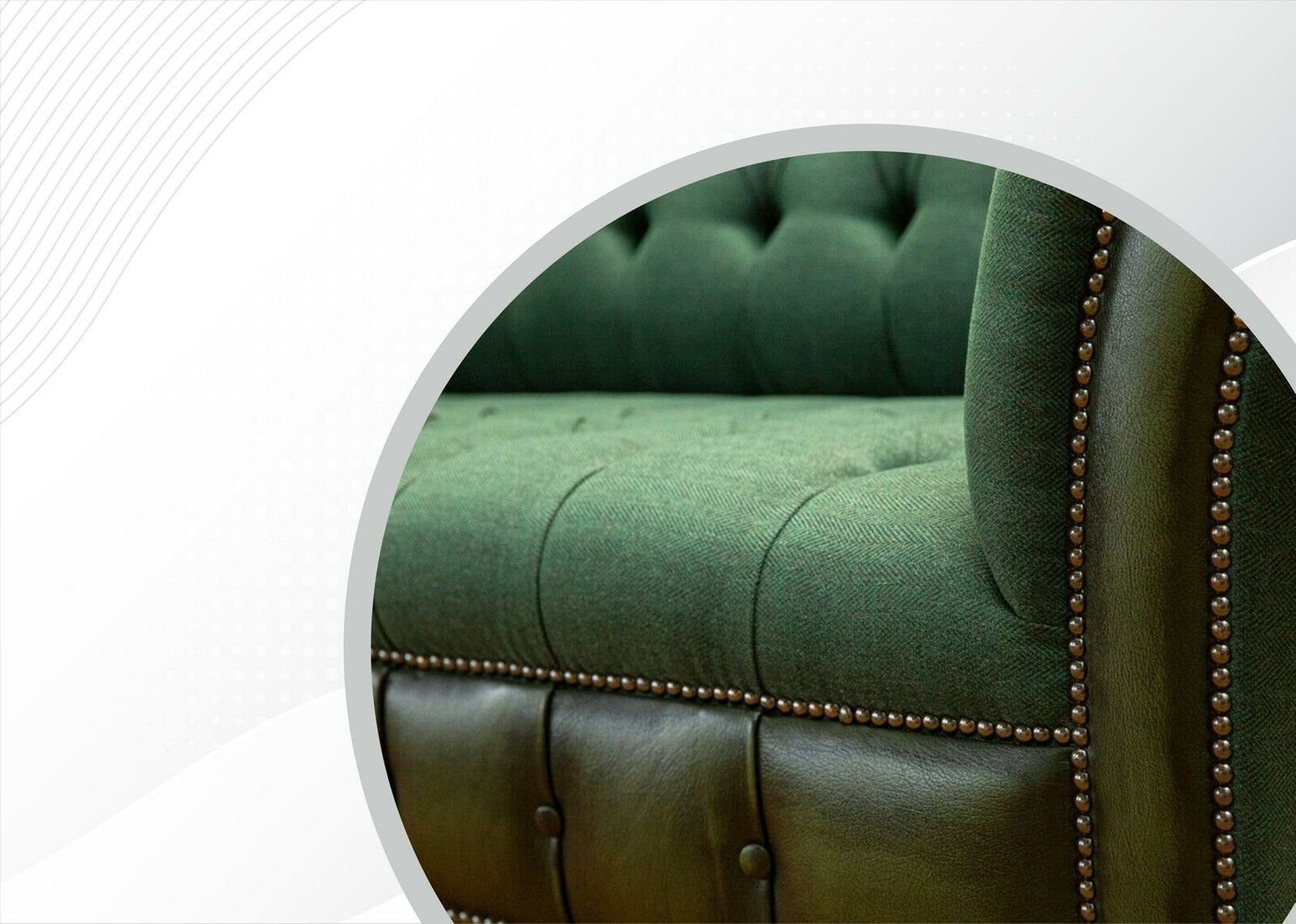 Polstermöbel, Grüner Europe Made Chesterfield Sofa in JVmoebel Chesterfield-Sofa Dreisitzer Neue