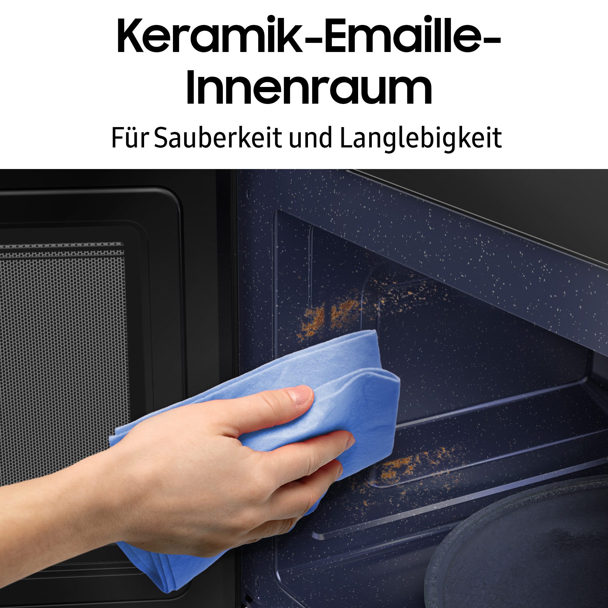 Samsung Mikrowelle MG20A7013CB/EG, Grill, Mikrowelle, 20 l, Garen, Backen & Grillen mit pflegeleichten Keramik-Emaille Innenraum – Bild 4 von 5