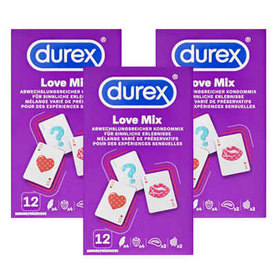 durex Kondome 3 x 12er Pack Durex Love Mix Kondome Mix mit vier verschiedenen Sorten