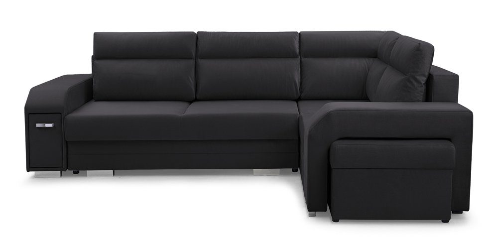 DB-Möbel Ecksofa Ecosofa Millo mit Hocker und Minibar, mit Schlaffunktion.