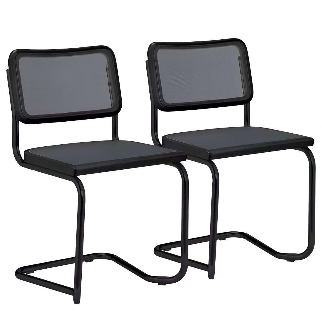 k-hometrends Freischwinger KUNO (2er-Set), Designstühle aus Buche mit Mesh in schwarz – handgefertigt in Italien
