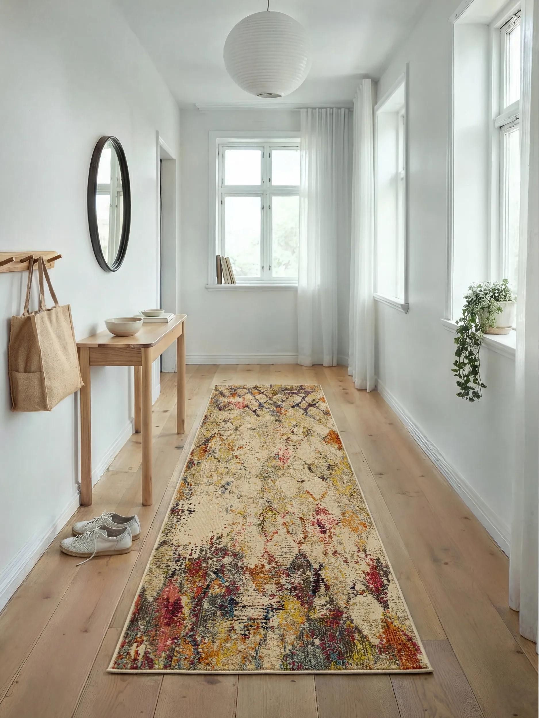 benuta Teppich Casa, rechteckig, Höhe: 11 mm, Teppich Wohnzimmer, Esszimmer, Schlafzimmer, Flur, Farbenfroh, Retro