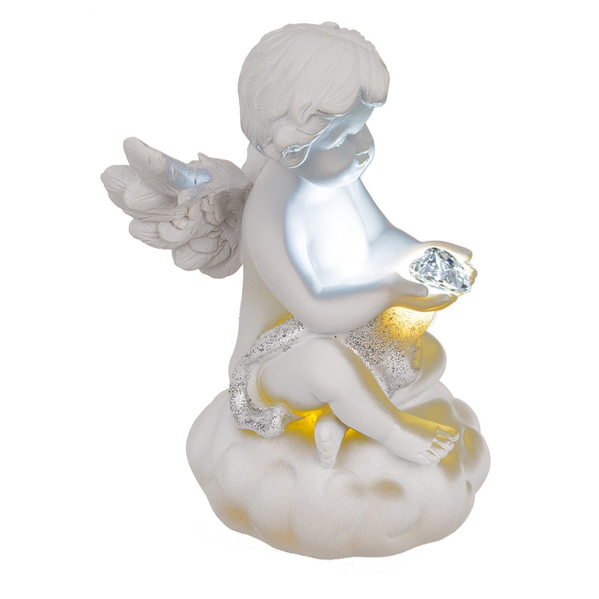 Out of the Blue Engelfigur Engelfigur mit leuchtendem LED Herz, sitzender Engel mit Licht (1 St)