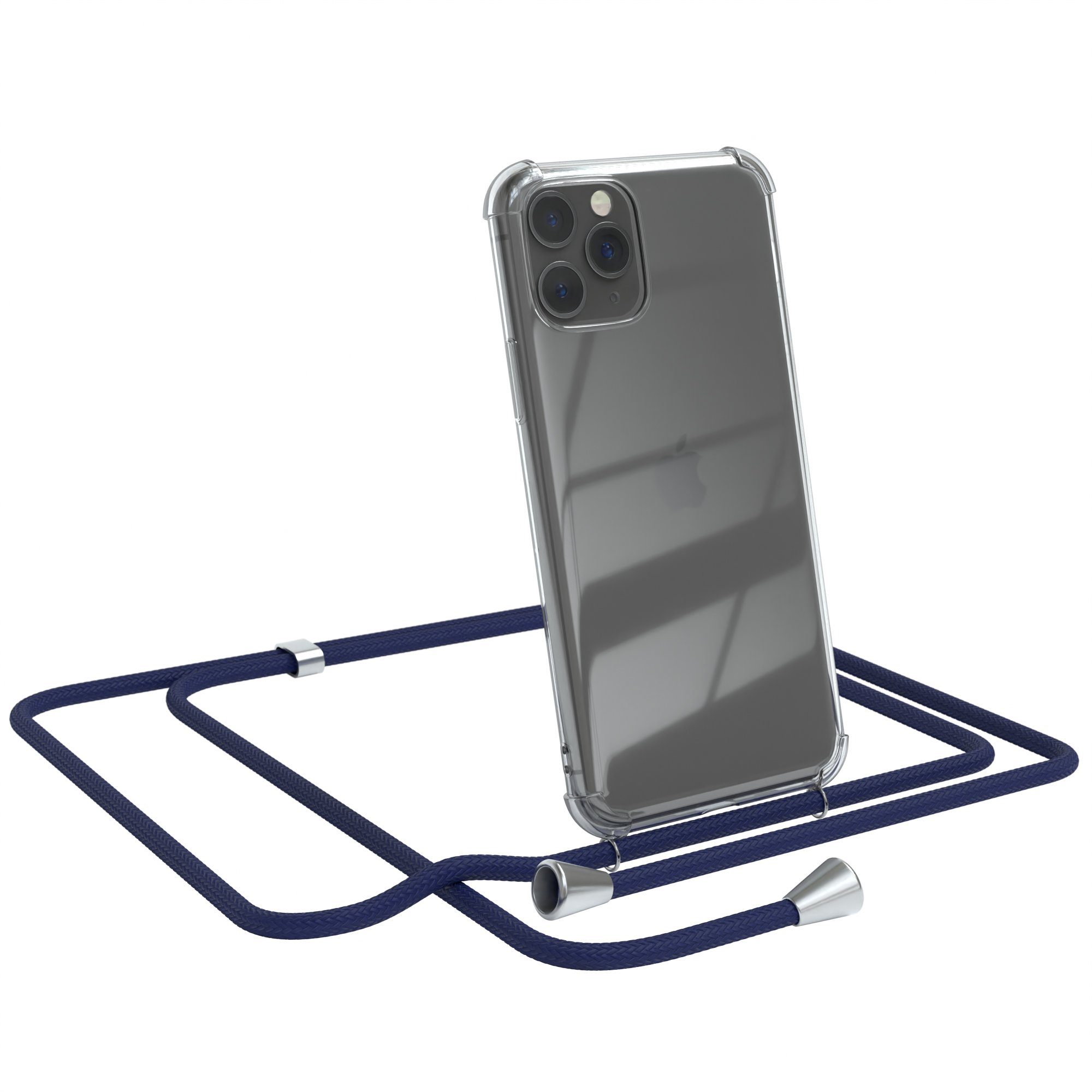 EAZY CASE Handykette Hülle mit Kette für Apple iPhone 11 Pro 5,8 Zoll, Kette zum Umhängen Backcover Etui Schutzhülle Hülle mit Band Case Blau
