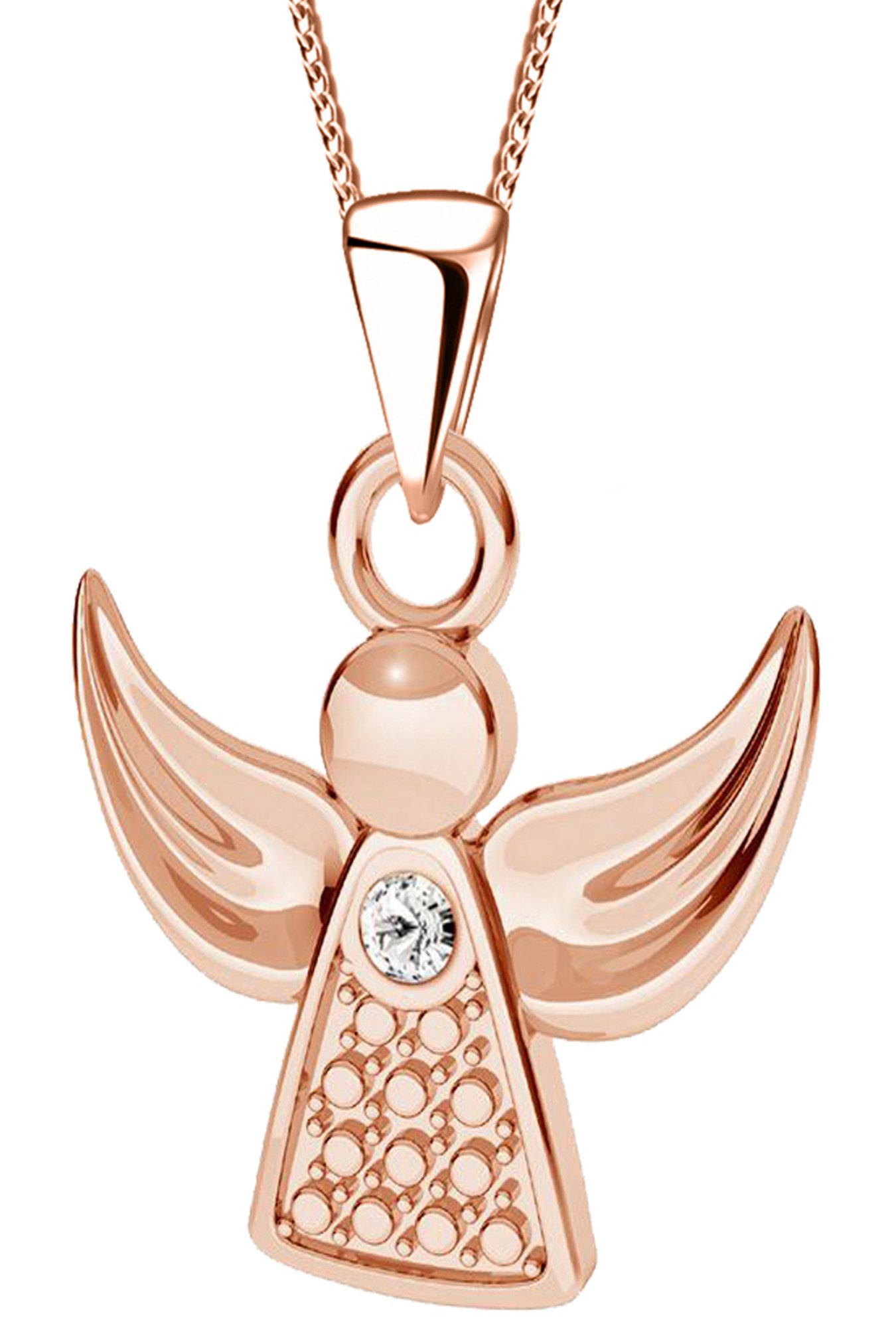 Limana Kette mit Anhänger 925 Silber Schutz-Engel Halskette Damenkette Kinderkette, mit Zirkonia Gold Rosegold Rotgold