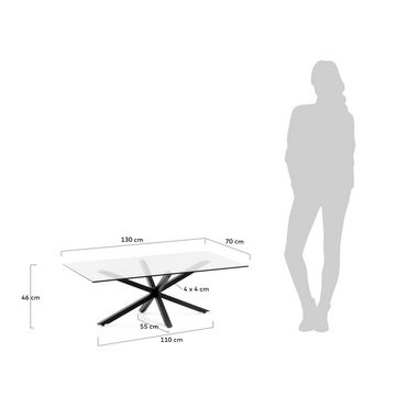 Natur24 Couchtisch Couchtisch Argon 130x70cm Glas und Stahlbeinen Beistelltisch