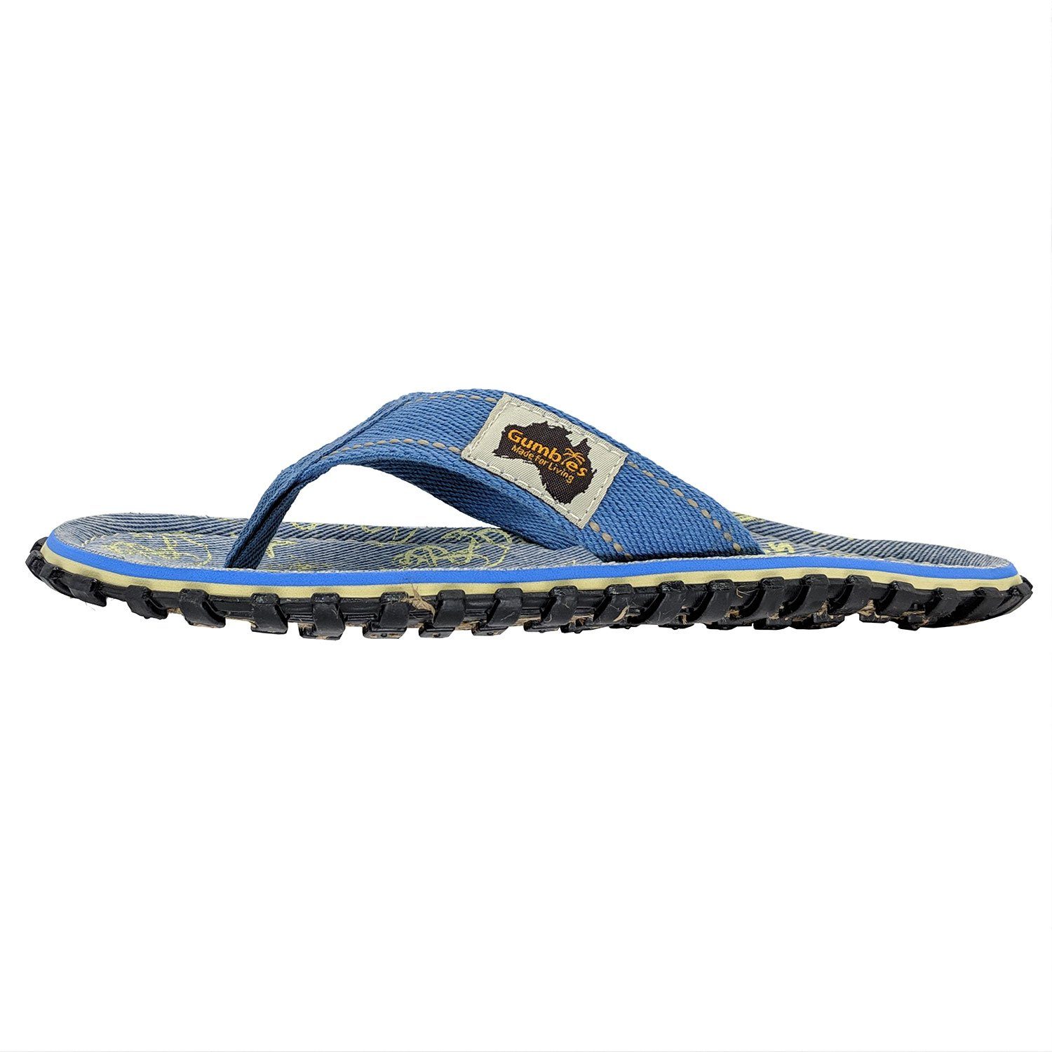 Gumbies Original in Seashells T-Strap-Zehentrenner aus recycelten Materialien hergestellt, stabile Gummisole