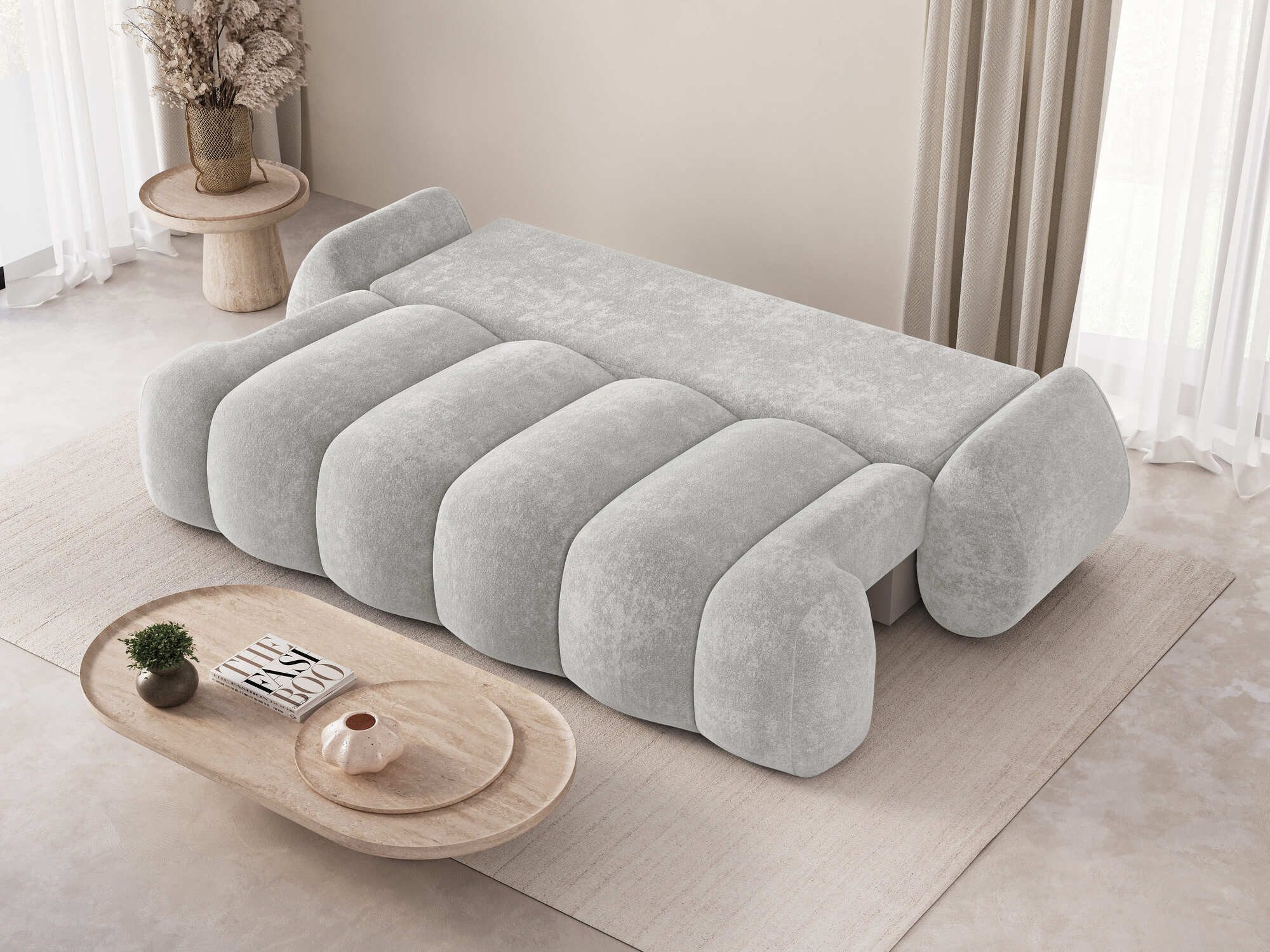 MOEBLO Schlafsofa STONE, Design Schlafsofa mit Schlaffunktion - modernes Sofa mit Bettkasten, frei stellbar, inklusive Kissen, Couch Polstermöbel Sitzmöbel Wohnzimmermöbel 3-Sitzer-Sofa Stoffsofa, (BxHxT): 270 x 103 x 113 cm