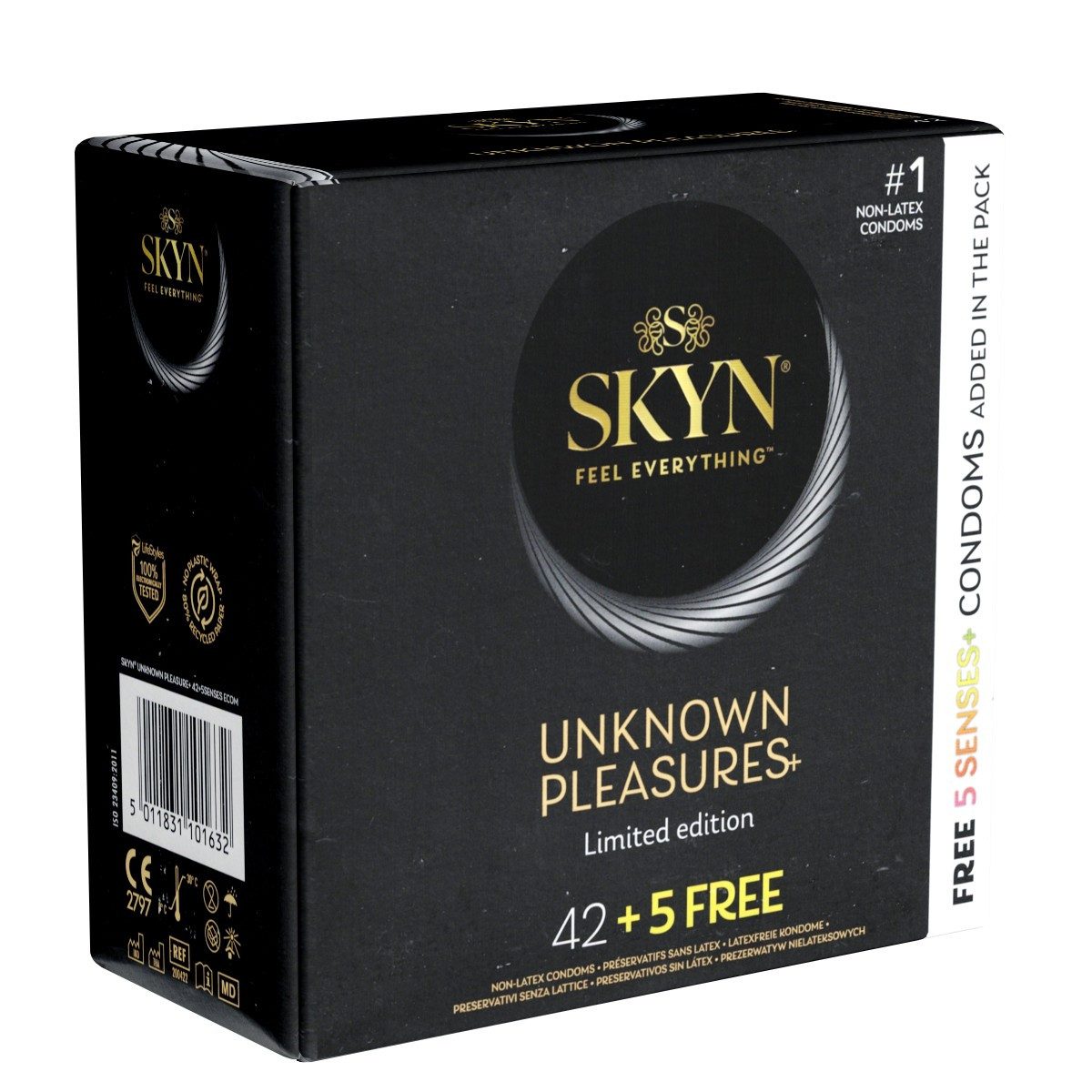 SKYN Kondome Unknown Pleasure Packung mit, 47 St., verschiedene latexfreie Kondome, hypoallergene Kondome im Mix mit 4 Sorten