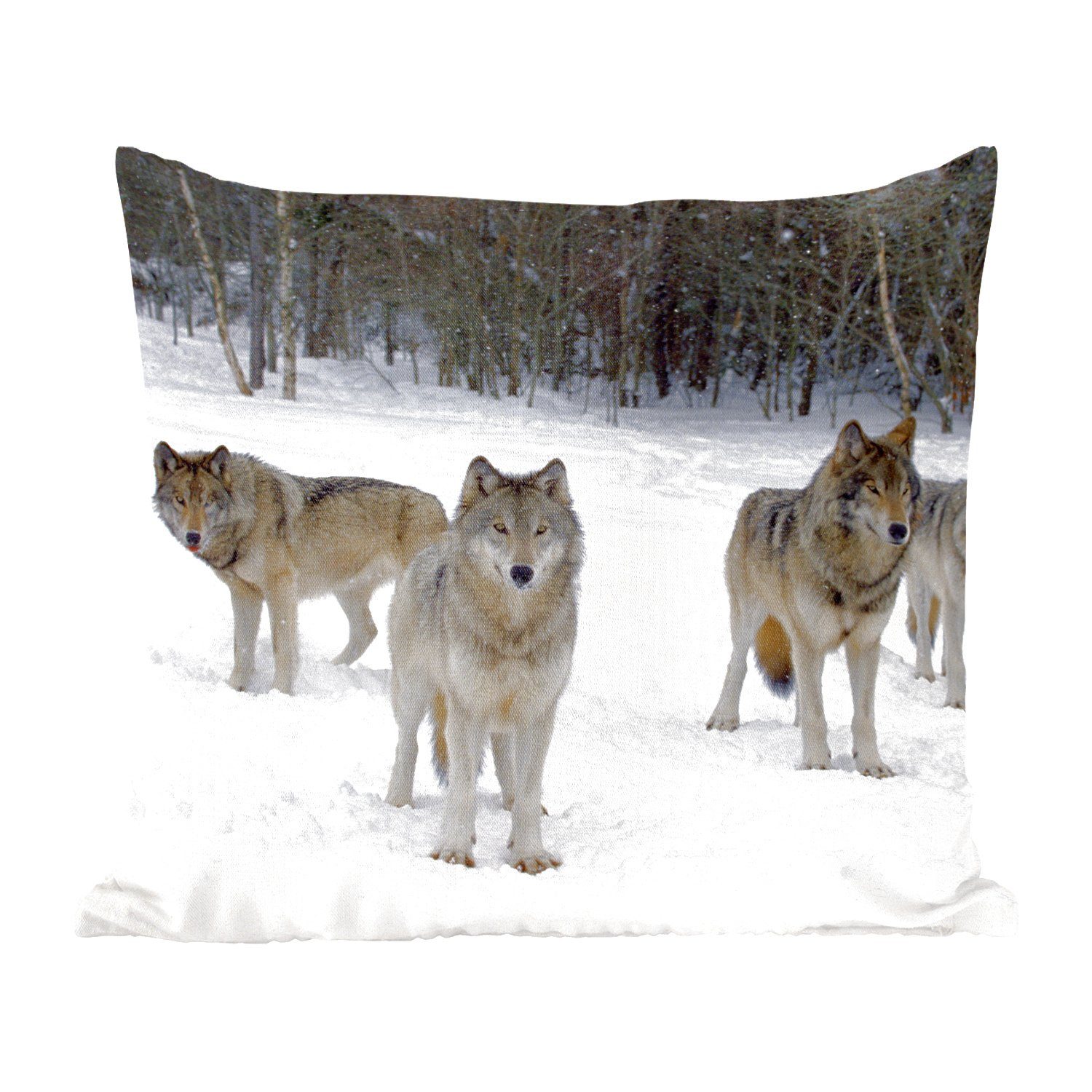 MuchoWow Dekokissen Wolf - Schnee - Kanada, Zierkissen mit Füllung für Wohzimmer, Schlafzimmer, Deko, Sofakissen