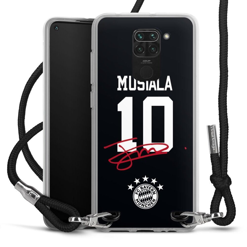 DeinDesign Handyhülle FC Bayern München Jamal Musiala FCB Musiala 10, Xiaomi Redmi Note 9 Handykette Hülle mit Band Case zum Umhängen