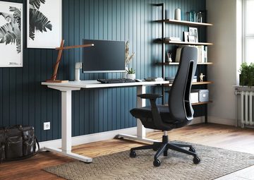Haworth Schreibtisch HiYa, weißer, höhenverstellbarer Schreibtisch, elektrisch