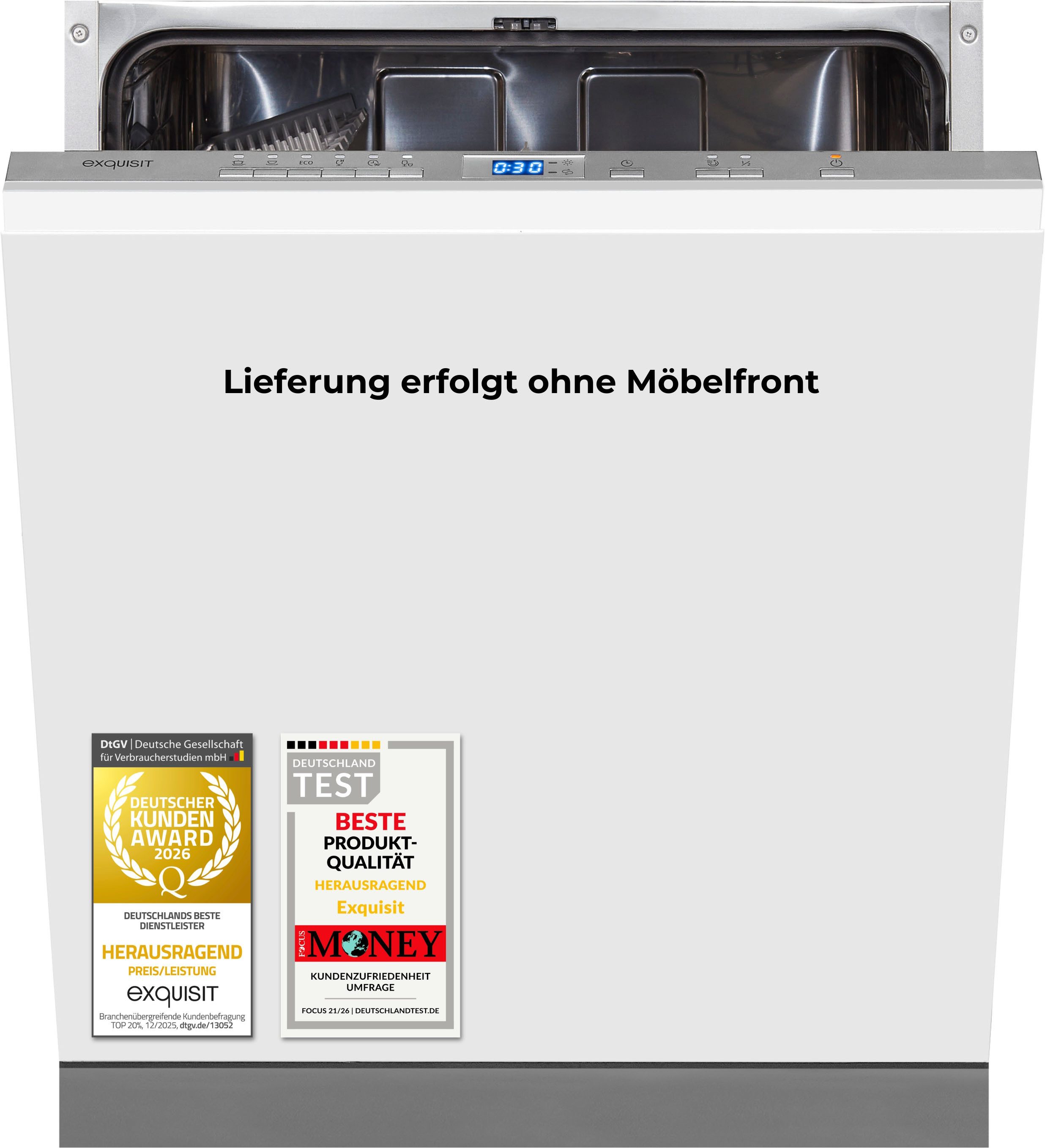 exquisit vollintegrierbarer Geschirrspüler 2113 EGSP2113-ES-030E silber, 11 l, 13 Maßgedecke, Großes Fassungsvermögen, komfortabel im Alltag