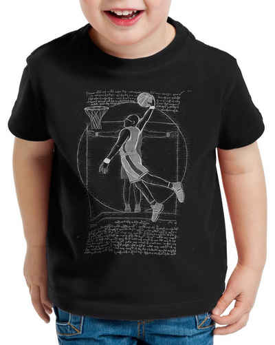style3 Print-Shirt Kinder T-Shirt Vitruvianischer Basketballspieler ballsport da vinci mensch