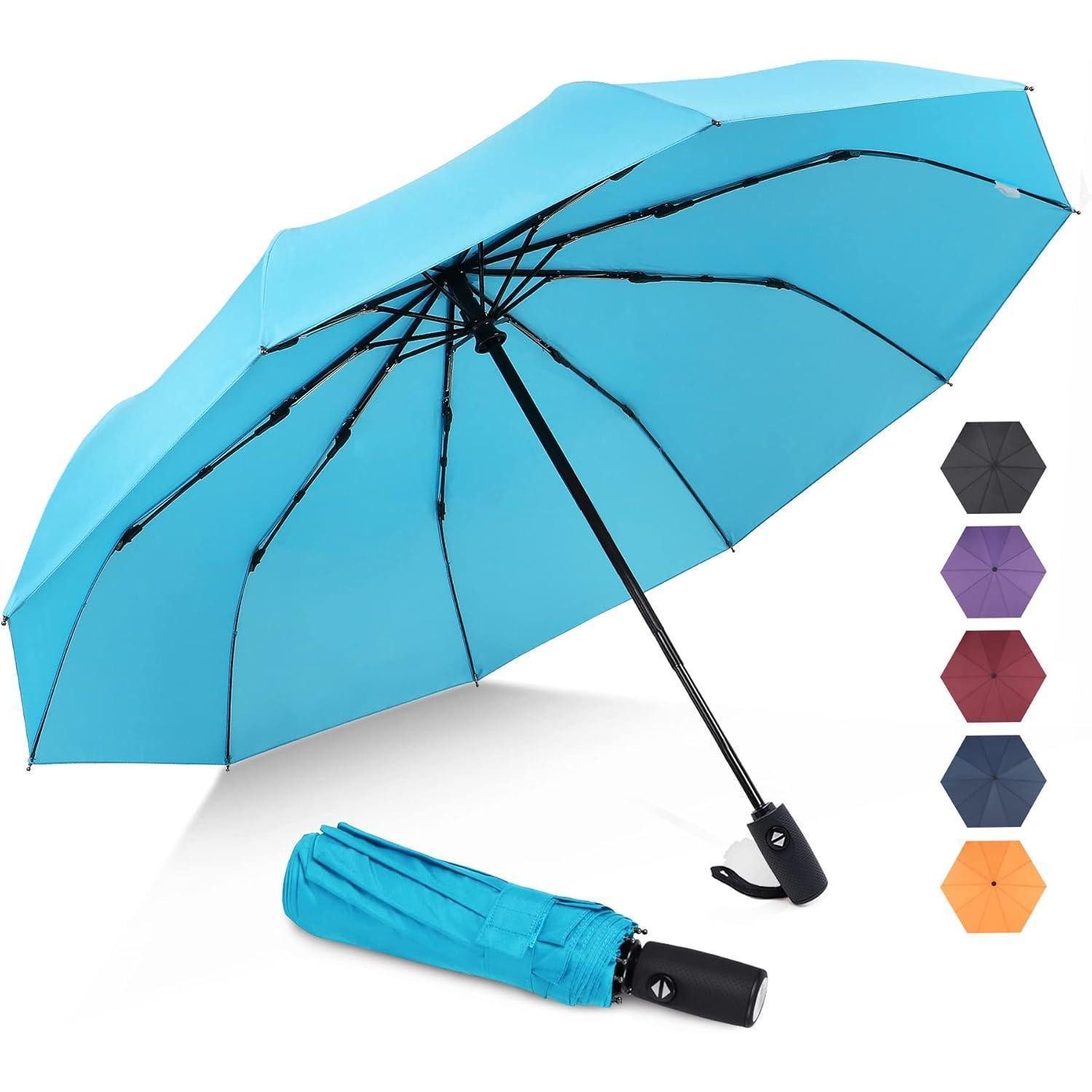 Taschenregenschirm Regenschirm Taschenschirm Automatik sturmfest windfest klein Hellblau