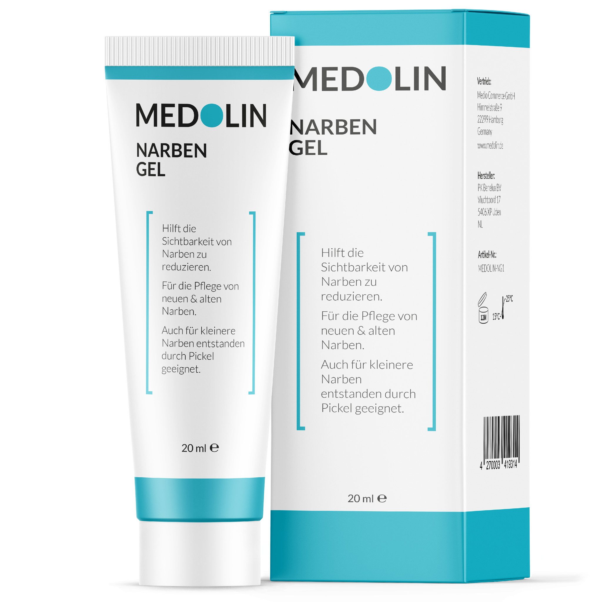 Medolin Догляд за шкіроюgel Narbengel - Effektive Narben Creme - Narbensalbe für schöne Haut, 1-tlg.