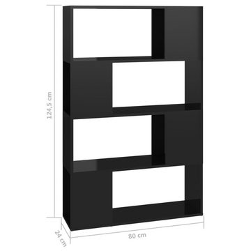 furnicato Bücherregal Raumteiler Hochglanz-Schwarz 80x24x124,5 cm