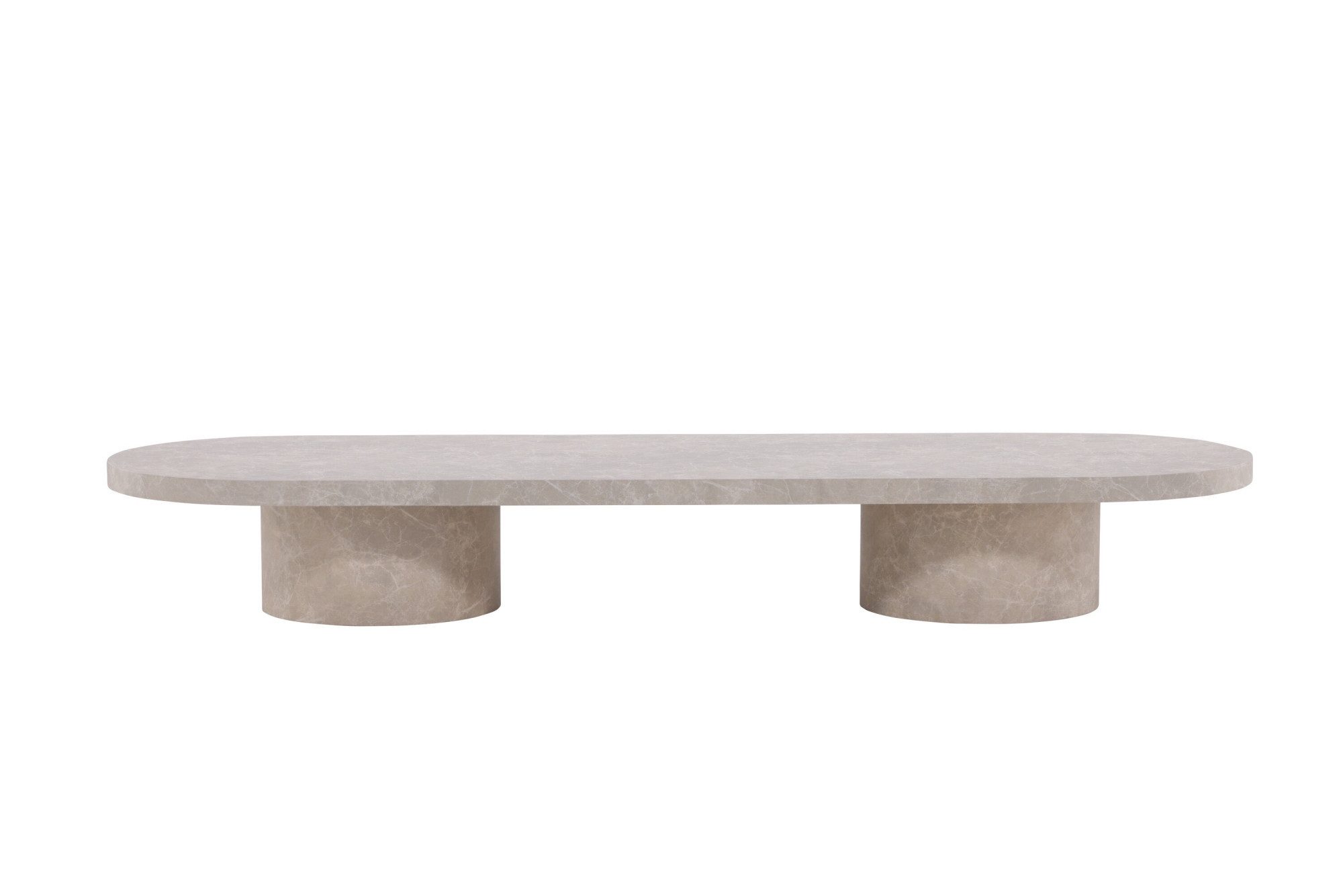 Venture Home Couchtisch Narvik, ovaler Couchtisch 190 × 60 cm mit Sinterstein-Tischplatte, Sofatisch, MDF, 3D-Papier, sehr niedrig, rundliche Form, geräumig