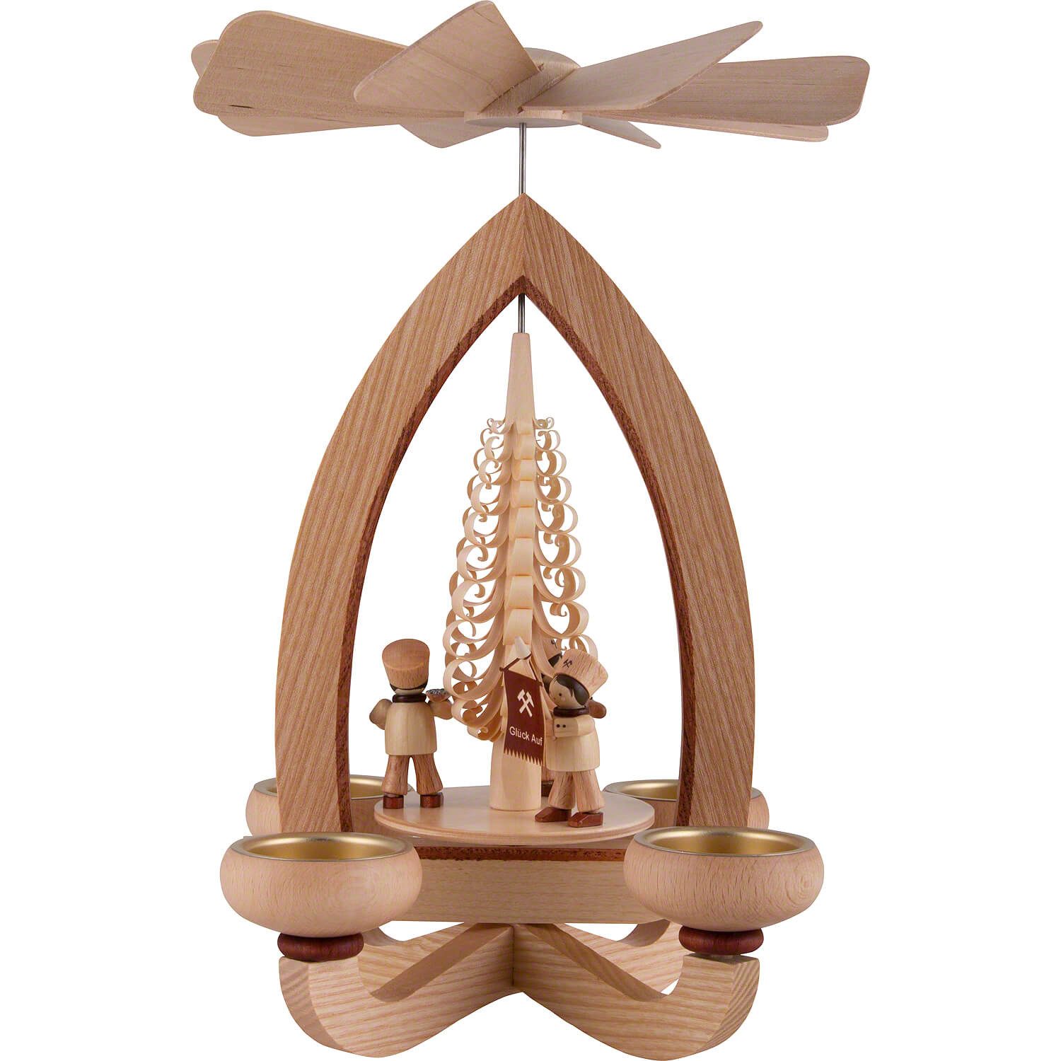 Heinz Lorenz Pyramiden Weihnachtspyramide 1-stöckige Pyramide Bergmannszug - natur (28cm) von Heinz Lorenz Pyram