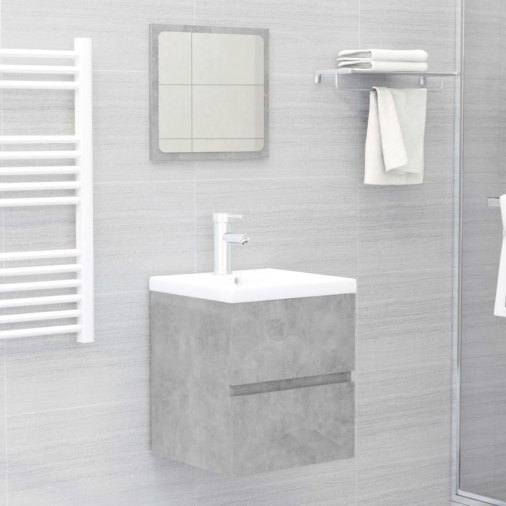 vidaXL Waschbeckenunterschrank Betongrau Badezimmerspiegelschrank (1-St) Holzwerkstoff Einbaubecken