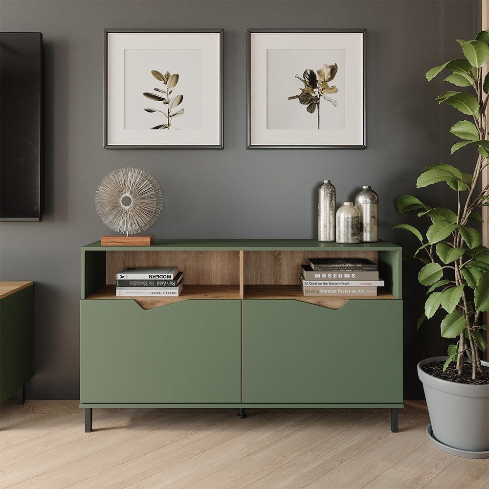 Vicco Kommode Marelle, Grün/Artisan, 140 x 81.3 cm mit 2 Türen (1 St)