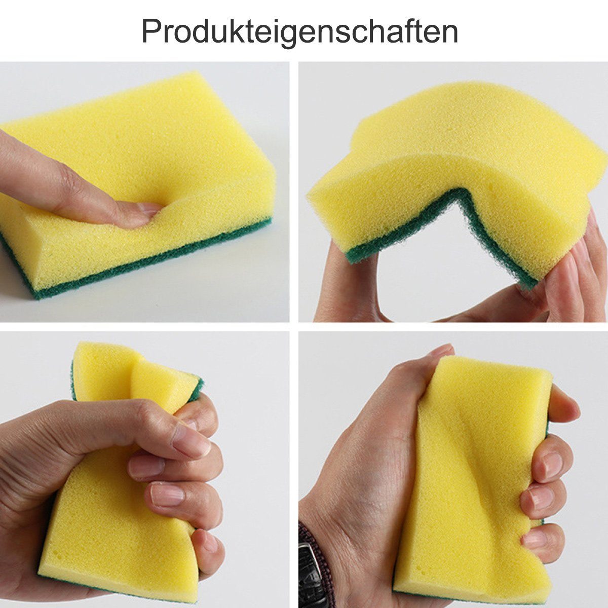 Jormftte Reinigungsbürste Kratzfreier Spülschwamm Waschbar Bad gelb-grün1 Küche, für