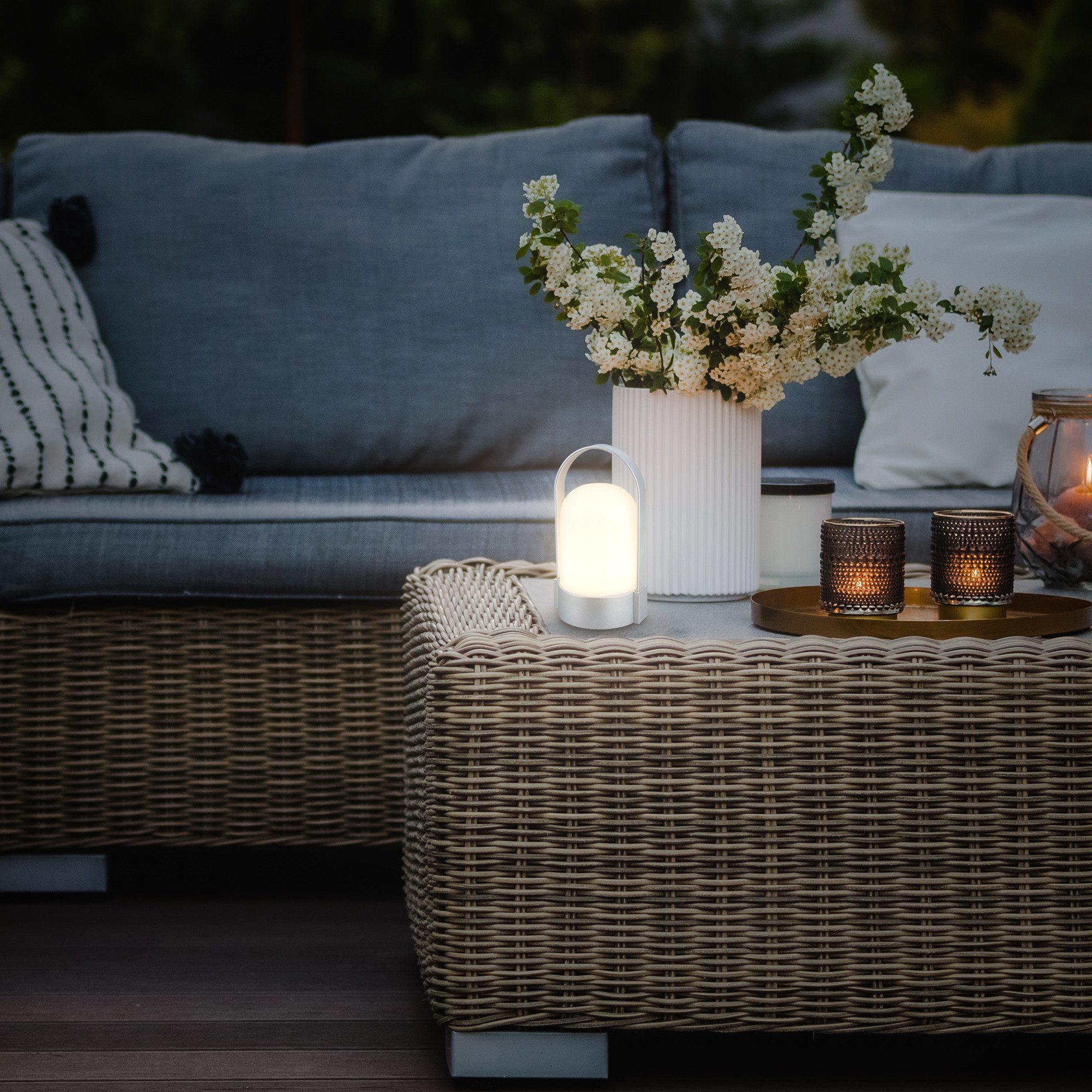 Briloner Leuchten Tischleuchte LED Tischlampe Warmweiß Akku dimmbar Indoor Outdoor, Single, LED fest integriert, 3000K - Warmweiß