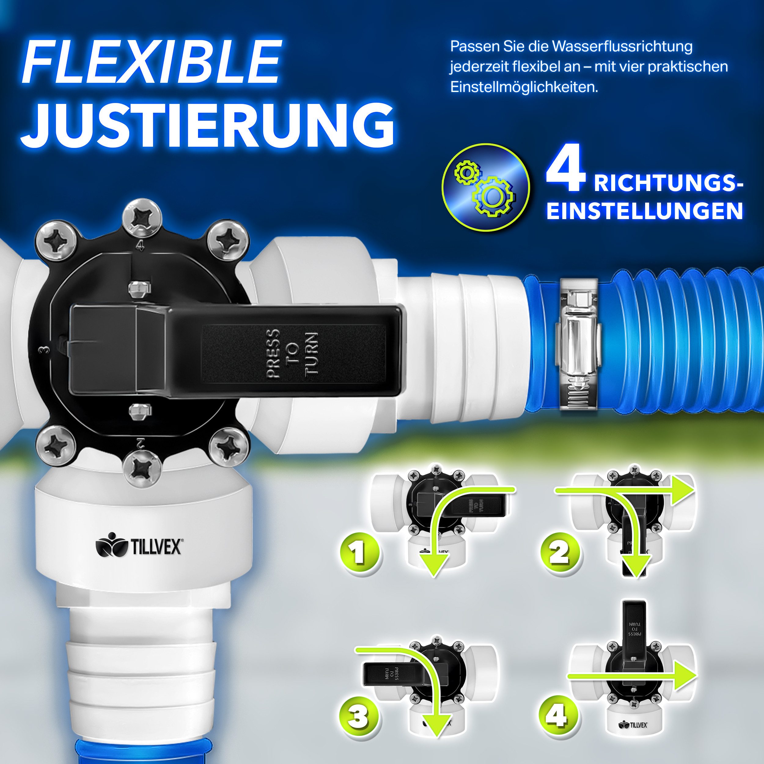 tillvex Gartentisch tillvex® Bypass Set Pool Solarheizung Poolheizung Heizung Solarkollekt (ideal für Sandfilteranlagen, Wärmepumpen & Poolheizung, 3-Wege-Ventil & ABS-Adapter, 6x Schellen & 8m Isolierband), Bypass Set Pool 12-TLG. - Ø32 & 38 mm Anschluss