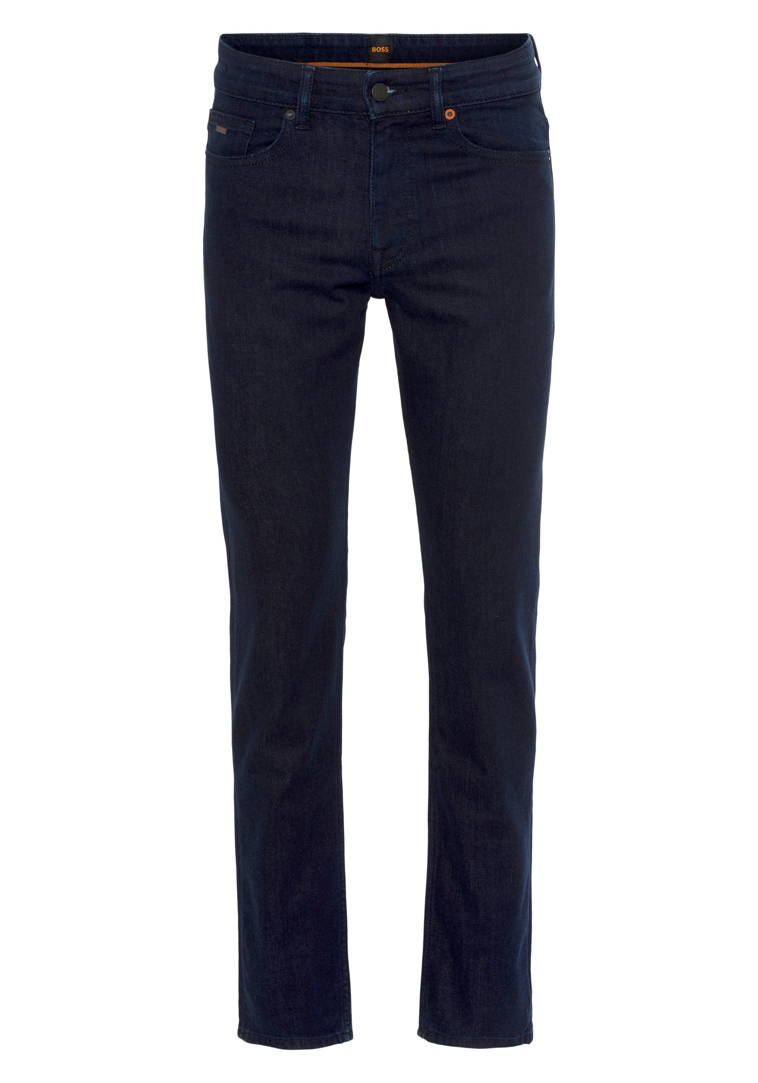 BOSS BC-L-C Slim-fit-Jeans Delaware Leder-Badge mit ORANGE