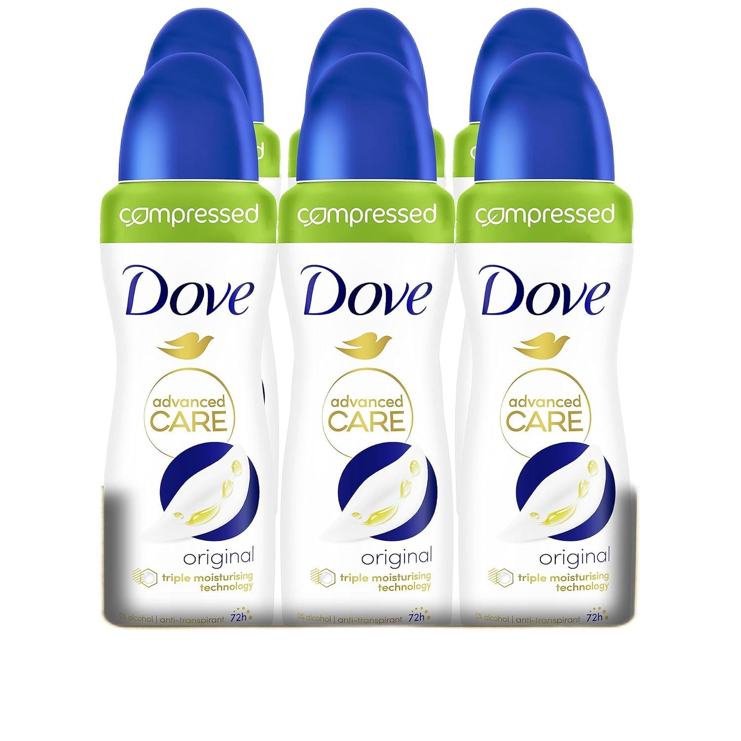 DOVE / UNILEVER Deo-Spray 6x Dove Advanced Care Deodorant Anti-Transpirant Original, 100ml, 6-tlg., komprimiert
