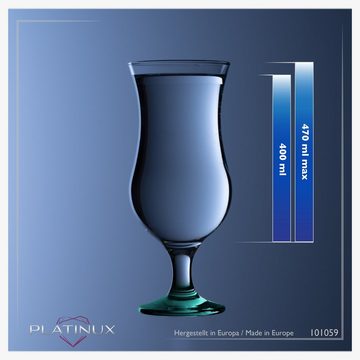 PLATINUX Cocktailglas Cocktailgläser Bunt, Glas, 400ml (max. 470ml) Longdrinkgläser Partygläser Milkshake Glas Groß