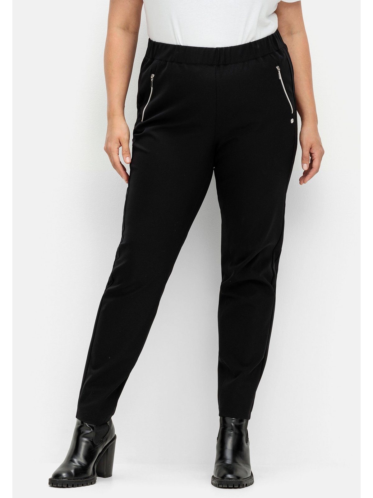 Sheego Stretch-Hose Große Größen mit Schlupffbund und Zierreißverschlüssen