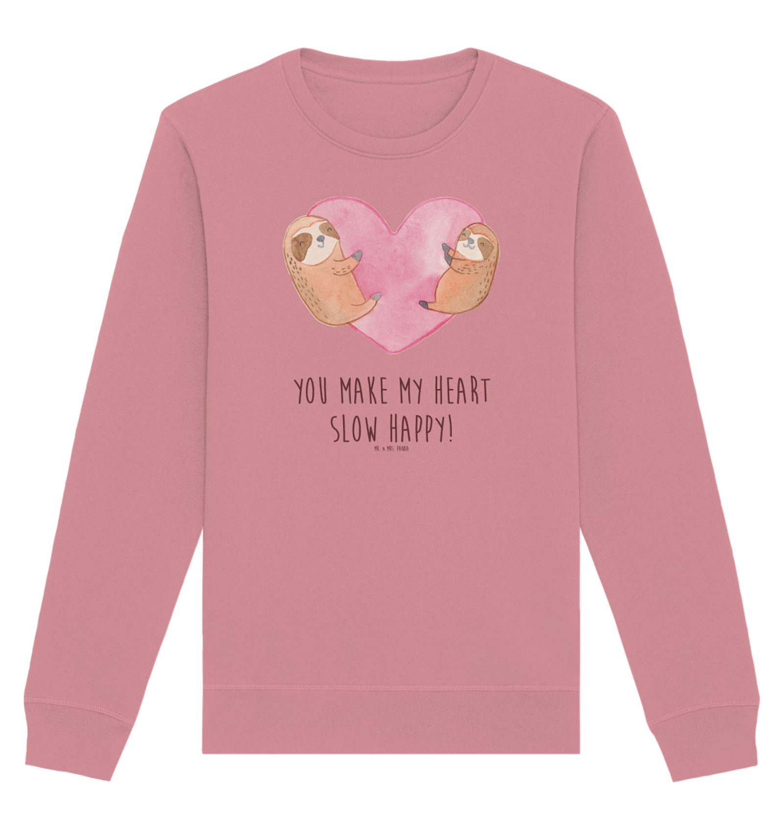 Longpullover Faultiere Herz Größe M - Canyon Pink - Geschenk, Sweatshirt Frauen, P