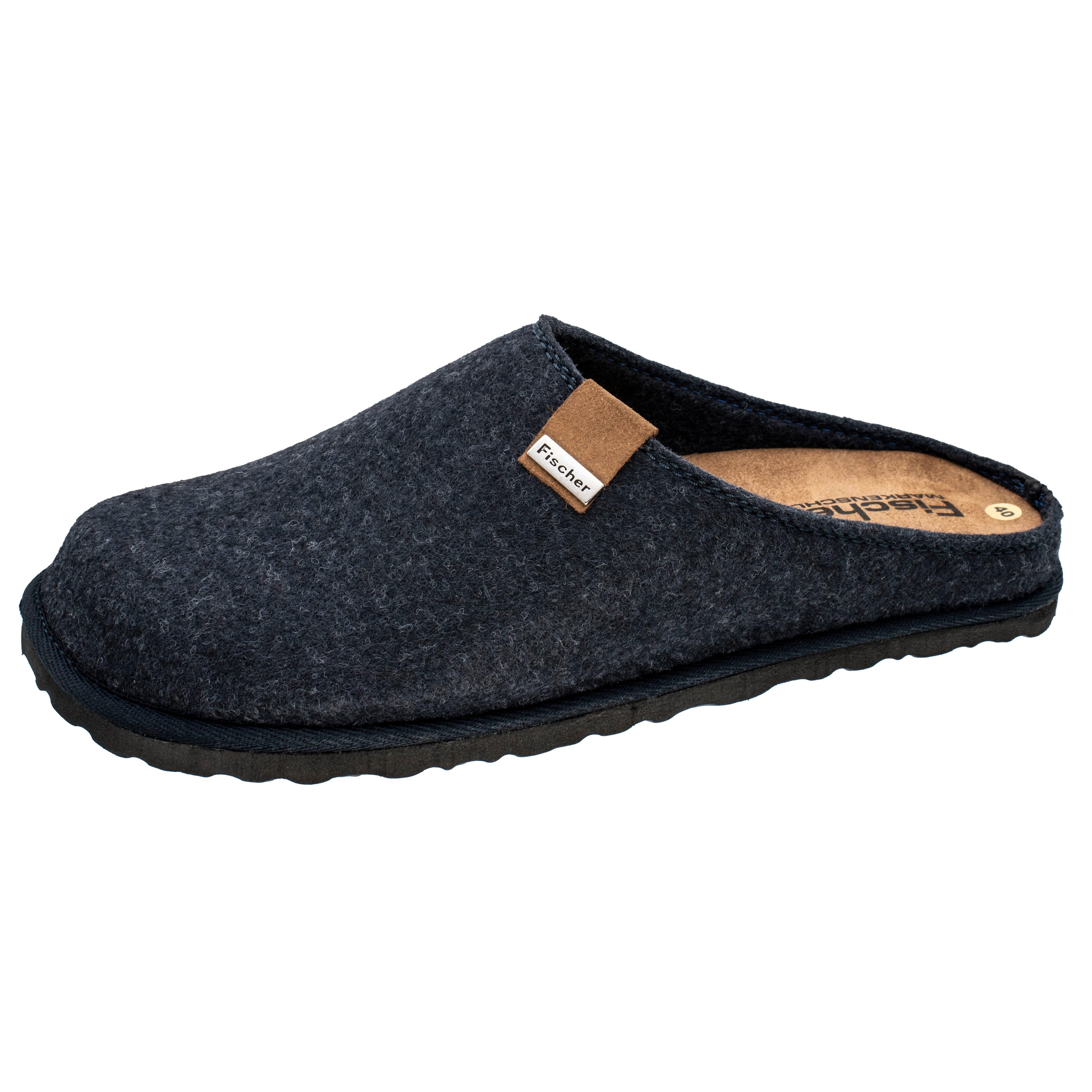 Fischer-Markenschuh Helge Pantoffel aus PET Upcycling Filz, Einlegesohle aus Leder ist herausnehmbar