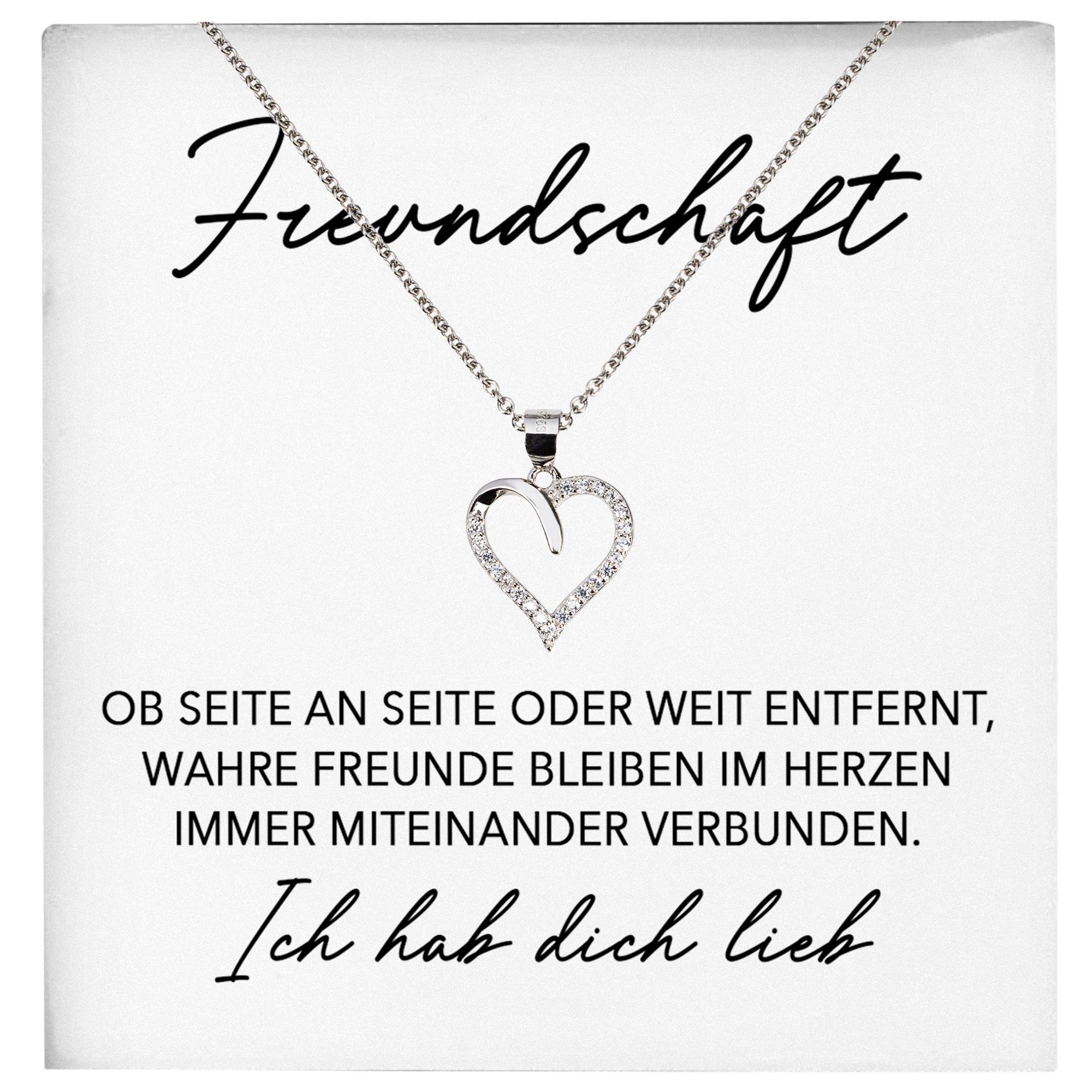 22Feels Schmuckset Freundschaftskette Geschenk Beste Freundin Bestie Frauen Halskette (inkl. Geschenktasche, Karte(n), Poliertuch, Beutel), Echt-Silber 925/000, Karte Made In Germany