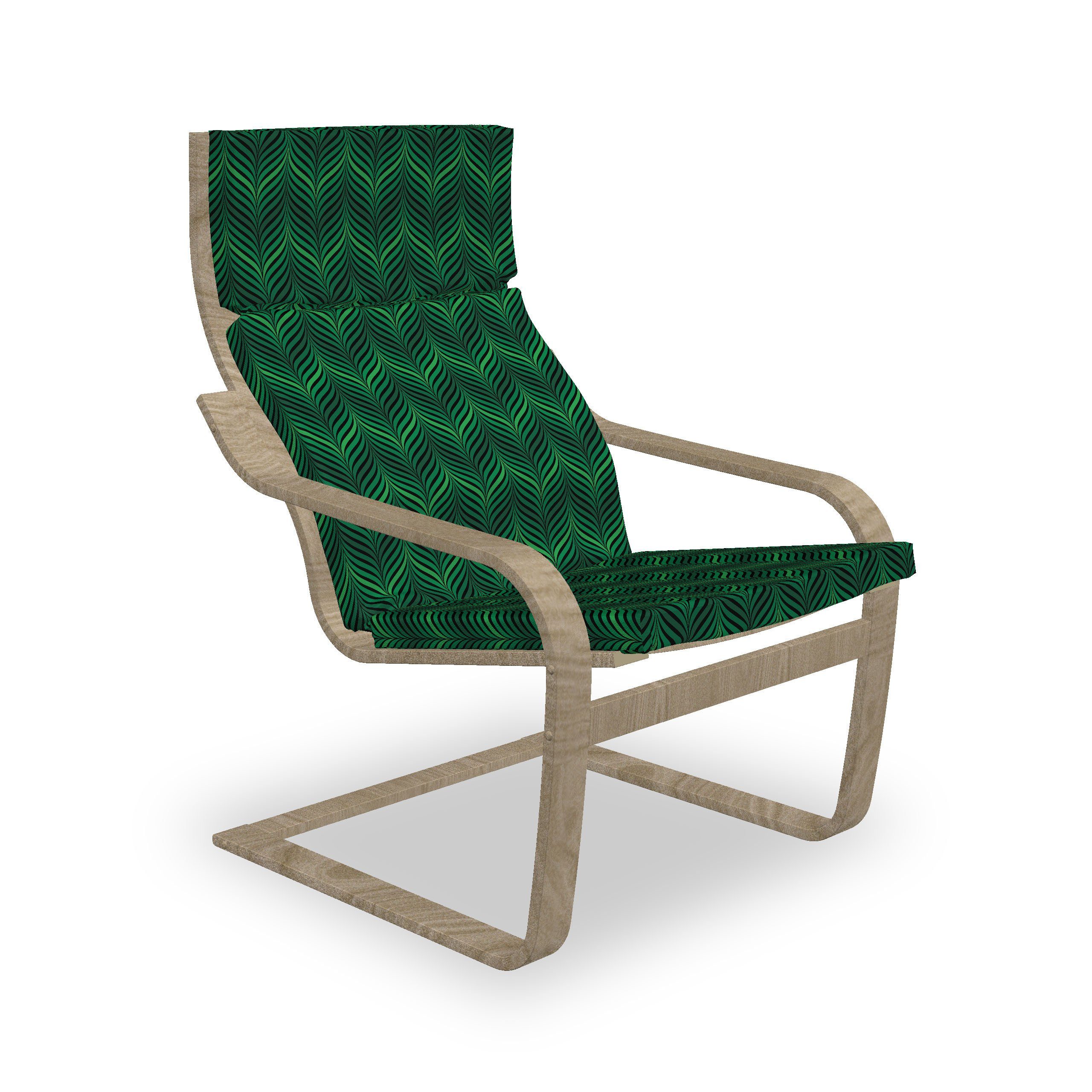 Abakuhaus Stuhlkissen Sitzkissen mit Stuhlkissen mit Hakenschlaufe und Reißverschluss, Moderne Grünlich Gebogenen Streifen Kunst