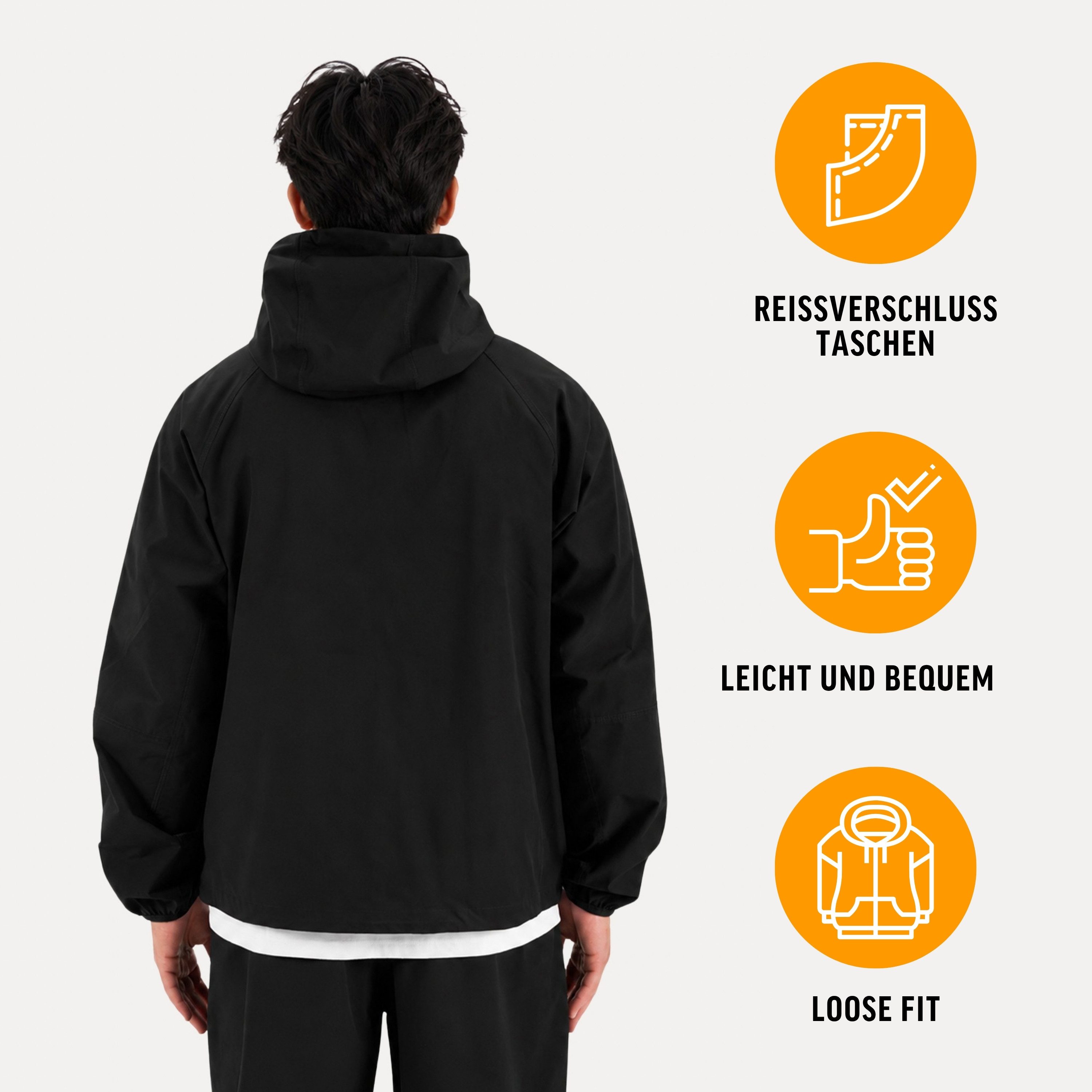 Smilodox Outdoorjacke Kynaro Sportjacke Loose Fit, Tracksuit Jacke für Gym & Freizeit verstellbare Kapuze, Kordelzug, Reißverschlusstaschen – Bild 2 von 5