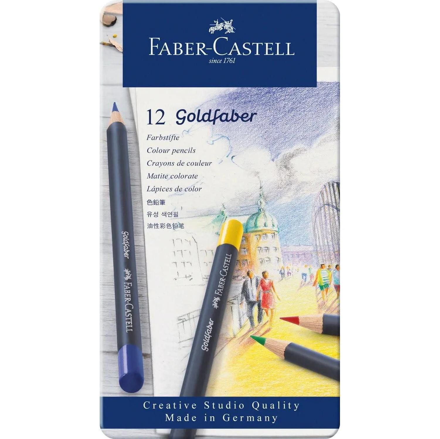 Faber-Castell Faserstift Farbstifte im 12er Metalletui für kreative Zeichnungen