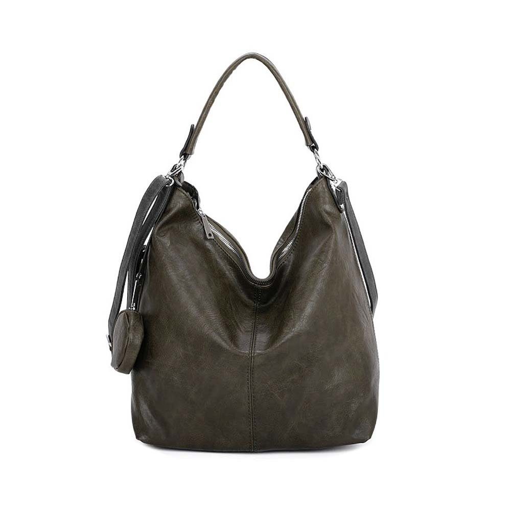 ITALYSHOP24 Schultertasche XXL DAMEN TASCHE SHOPPER Hobo Cross Bag Reisetasche Umhängetasche, LEDER OPTIK, große Tasche für Sport Schule Reise Freizeit Urlaub