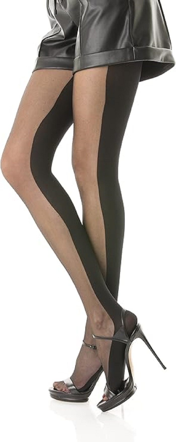 cofi1453 Feinstrumpfhose Damen Strumpfhose mit Muster Langstreifen Nero Frauen 40 DEN
