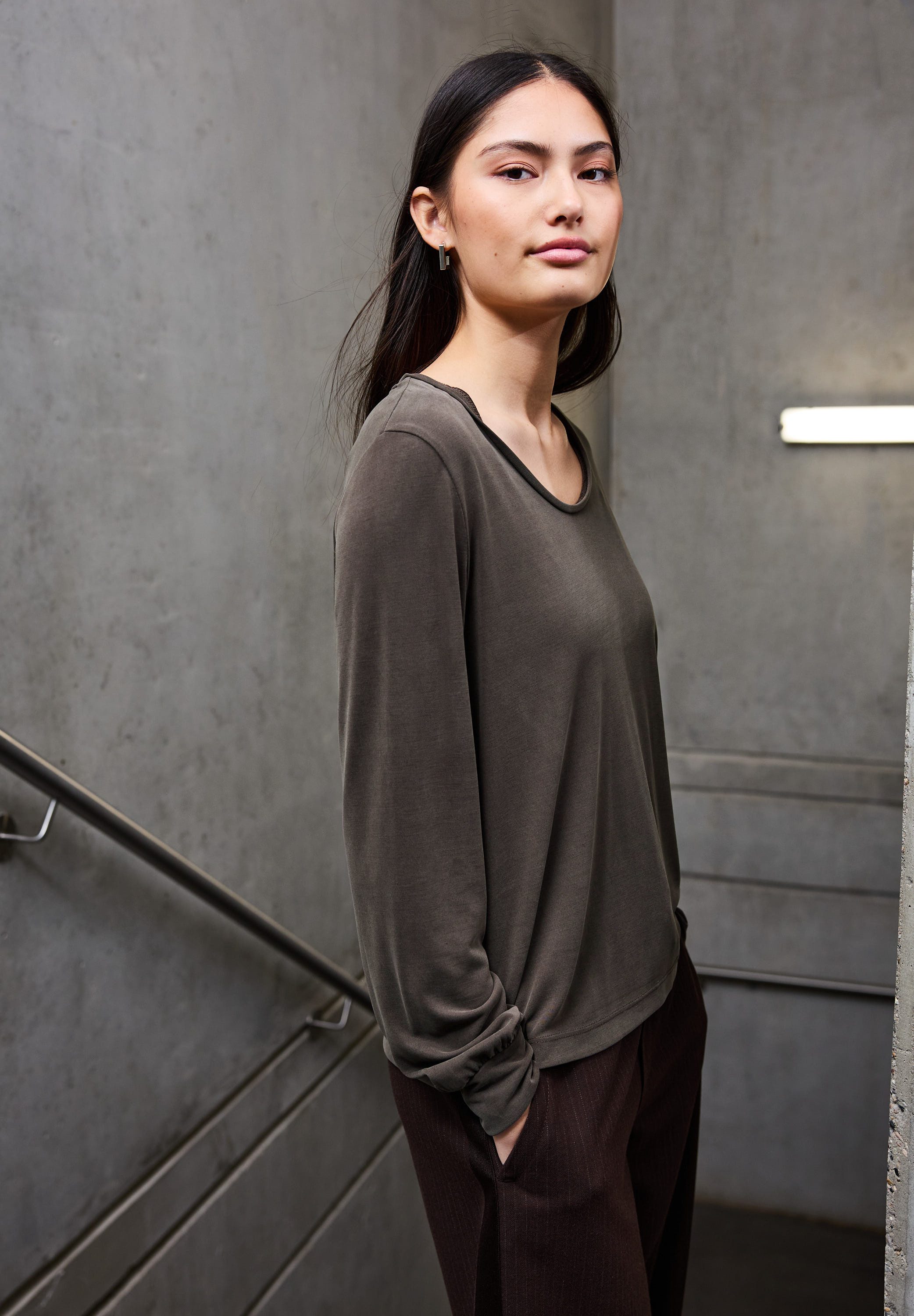 STREET ONE STUDIO Langarmshirt in Unifarbe