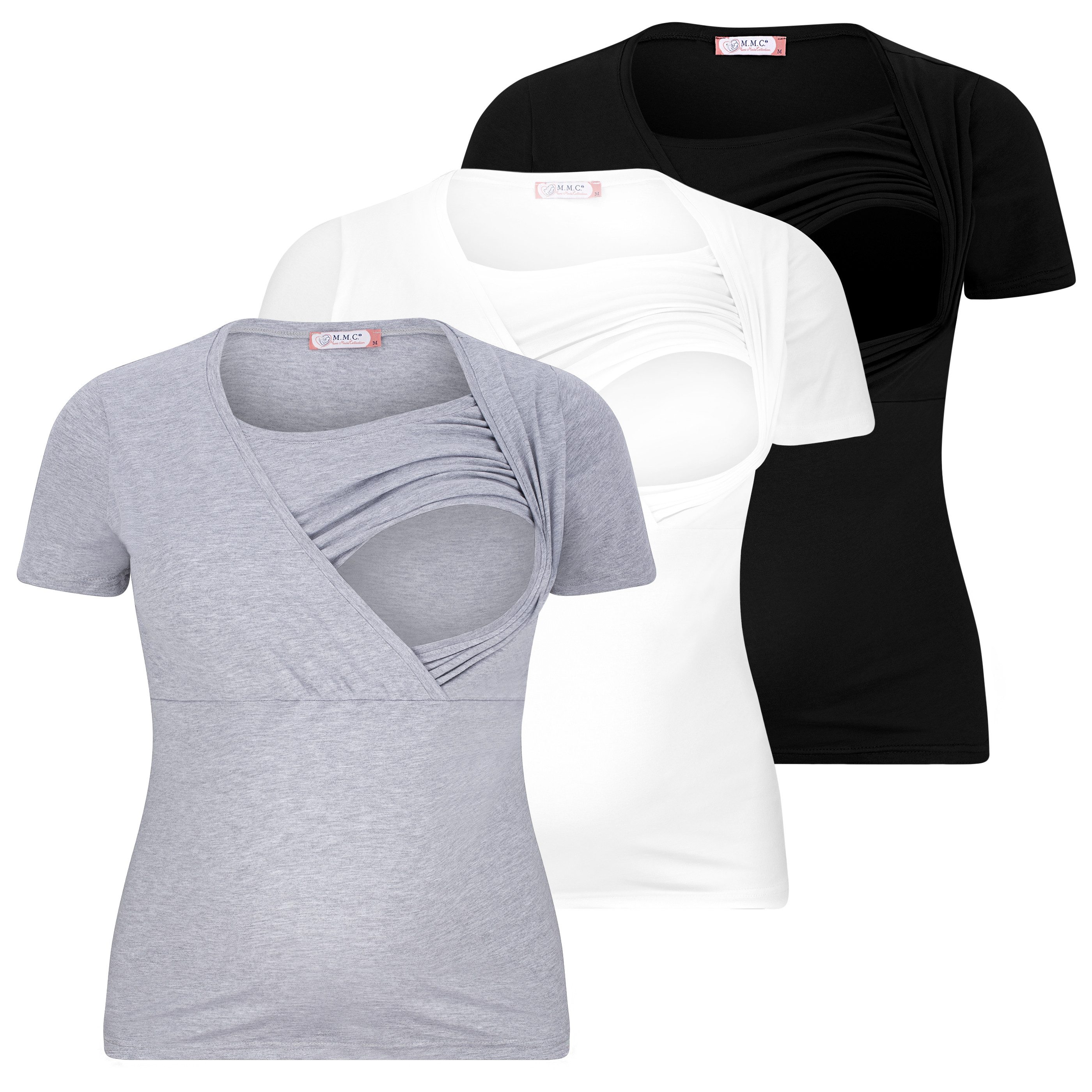 M.M.C. Stillshirt Stillmode Umstandsshirt 3er Set Umstandsmode (3-tlg) Schwangerschaftsshirt